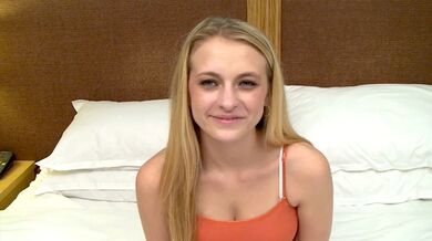 Cute 18 yr old in denim shorts with a tight pussy in this POV video