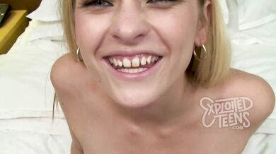 Cute 18 yr old in denim shorts with a tight pussy in this POV video
