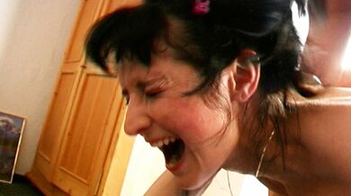 Hot brunette mature slut wife ass fucked at casting