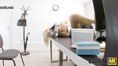 Blonde slut fucks the loan guy