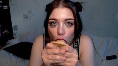 Russian camgirl can take a hard deep throat