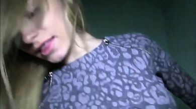 Hot blond Karina Grand get ass fucked on the stairs