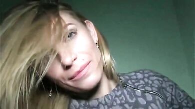 Hot blond Karina Grand get ass fucked on the stairs
