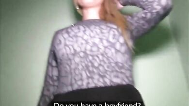 Hot blond Karina Grand get ass fucked on the stairs