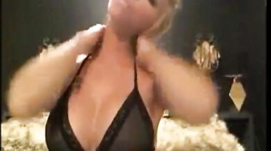 Beautiful big tits blonde sucks and rides her bf on webcam