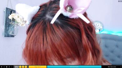 Teen redhead camgirl gets wet with a big dildo