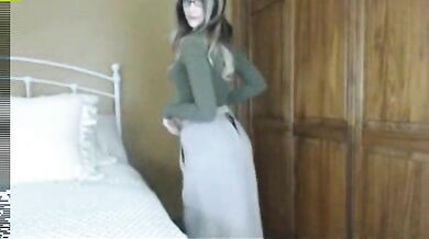 Sexy Brunette Strips By The Bed To Show Stunning Body