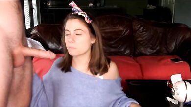 Hot teen amateur sucking her boyfriend on webcam before doggy fuck