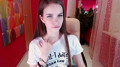 Teen cam girl shows off her body with full strip