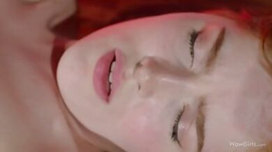 Red haired teen with small, natural tits, likes to rub her pussy, until she cums