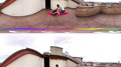 Pilates sex on the rooftop terrace