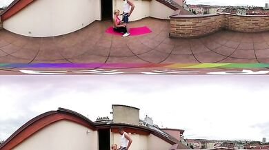 Pilates sex on the rooftop terrace
