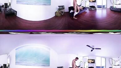 Virtual Reality Photogenic Girl naked on her knees and fucked