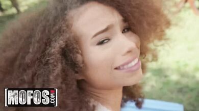 Petite ebony teen Cecilia Lion loves sex in the garden