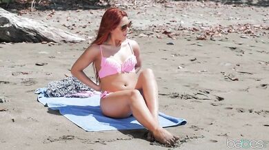 Running Man finds Cute Redhead on the Beach
