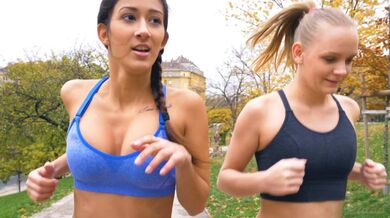 BFFs Explore Each other's Bodies after Workout