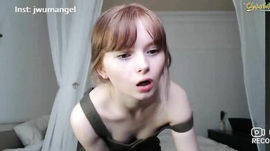 Cute teen camgirl teasing with her vibe