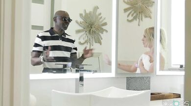 Blonde slut in a raunchy interracial pounding scene