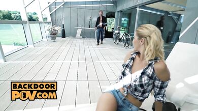 BackdoorPOV: Sexual stalker Cherry Kiss threesome fucked into