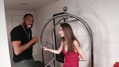 Slim brunette teen interracial fun