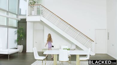 Blonde schoolgirls fuck two black studs