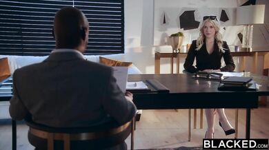 Blacked: Blonde cutie Jazlyn is obsessed with her BFF's boss on PornHD