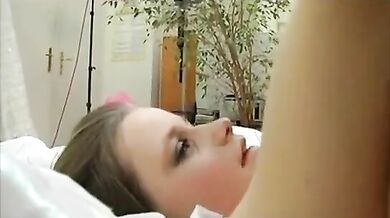 Brunette slut sucks and fuck big cock on the bed