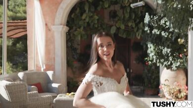 Brunette bride Sybil tries anal fun before wedding
