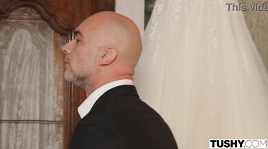 Brunette bride Sybil tries anal fun before wedding