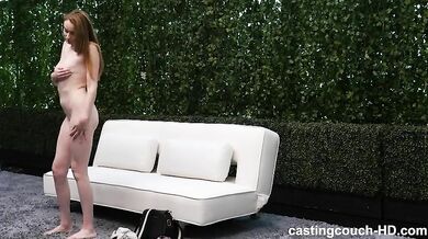 Cute brunette Natasha Stream casting sex on sofa