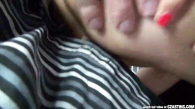 Skinny Czech blonde at casting interview and strips before fucking