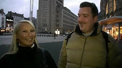 Mature blonde slut fucks a fat guy in casting