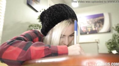 Hot little blonde teen Aria Banks in big cock fucking casting