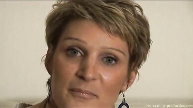 Hot MILF amateur Soizik Demornaie strips and spreads in first casting