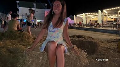 Katty West takes off her panties in public