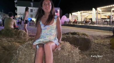 Katty West takes off her panties in public