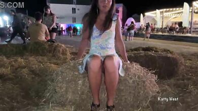 Katty West takes off her panties in public