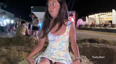 Katty West takes off her panties in public