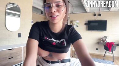 Busty Latina MILF In Glasses In Casting Sex Interview Hot Blowjob